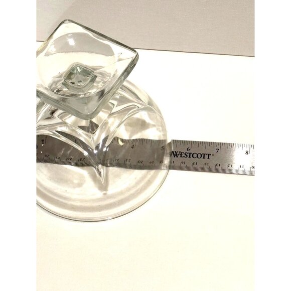 Vintage EAPG Clear Glass Covered‎ Compote Square Base Diamond - Picture 6 of 6